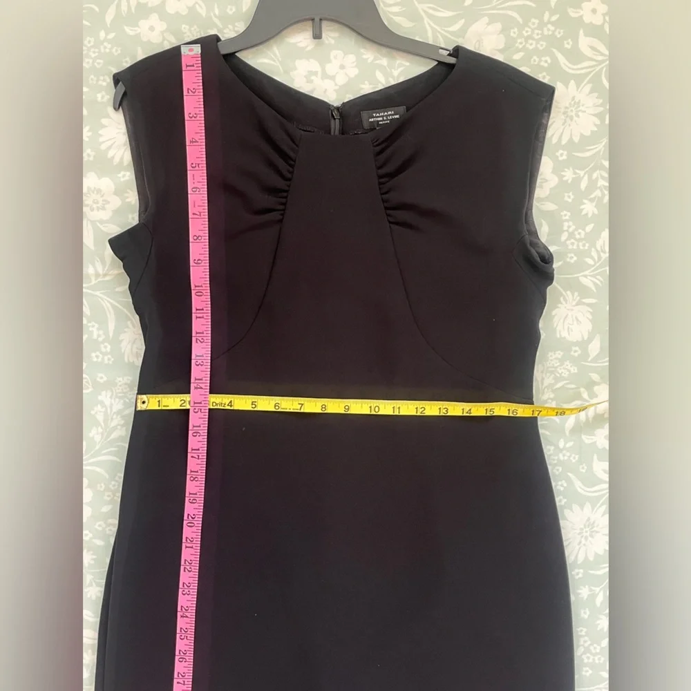 Tahari ASL Black Sheath Midi Dress Size 10P EUC - Picture 8 of 13